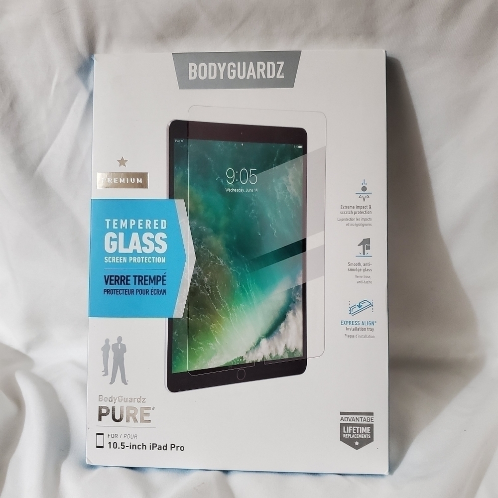 NIB! BodyGuardz Pure® Premium Glass Screen Protector for Apple iPad Pro 10.5